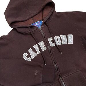 Cuffys Cape Cod MA Zip Up Hoodie Sweatshirt Brown Men's Size M Embroidered